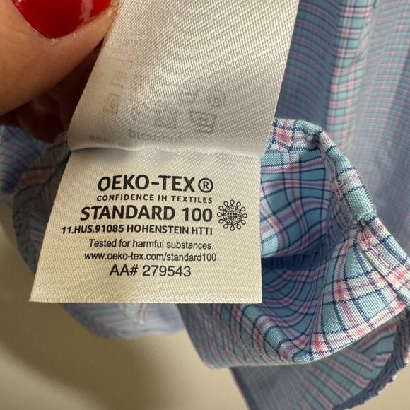 Black Label Lauren Ralph Lauren Mens Plaid Button up Shirt Large Blue & Pink - Picture 6 of 6